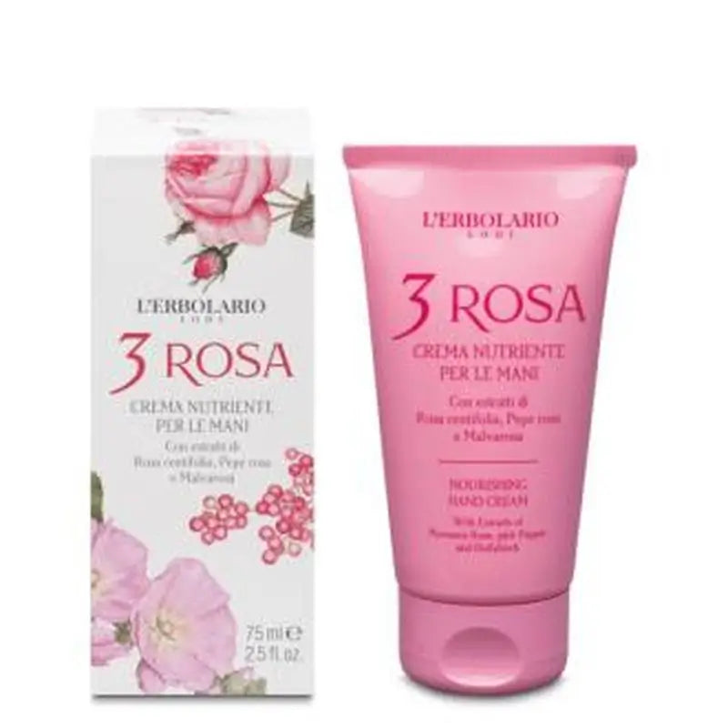L'Erbolario 3 Roses Nourishing Hand Cream 75Ml.