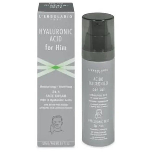 L'Erbolario Men's Hyaluronic Acid Face Cream 24 Hours 50Ml.