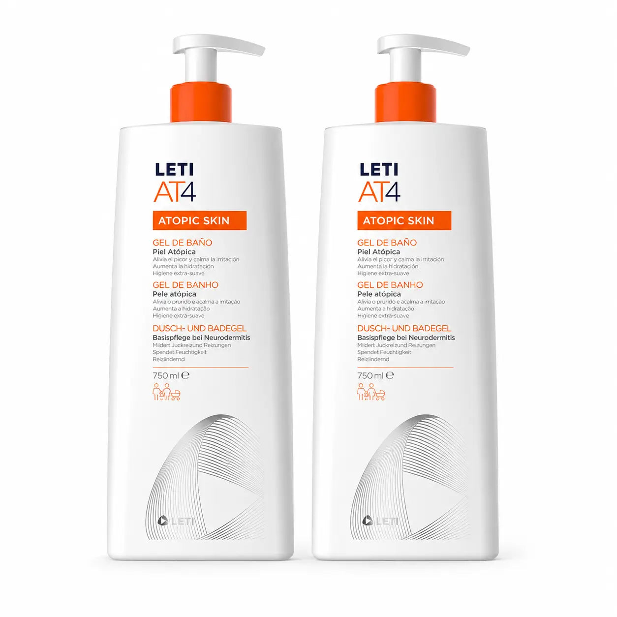 Leti AT4 Dermo-Oily Bath Gel 750 ml pack 2