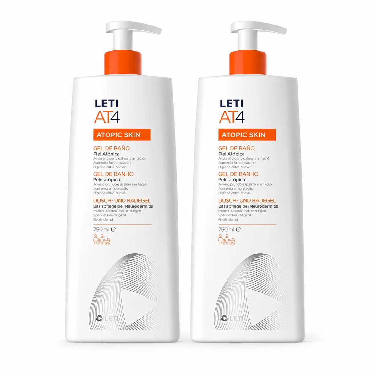 Leti AT4 Dermo-Oily Bath Gel 750 ml pack 2