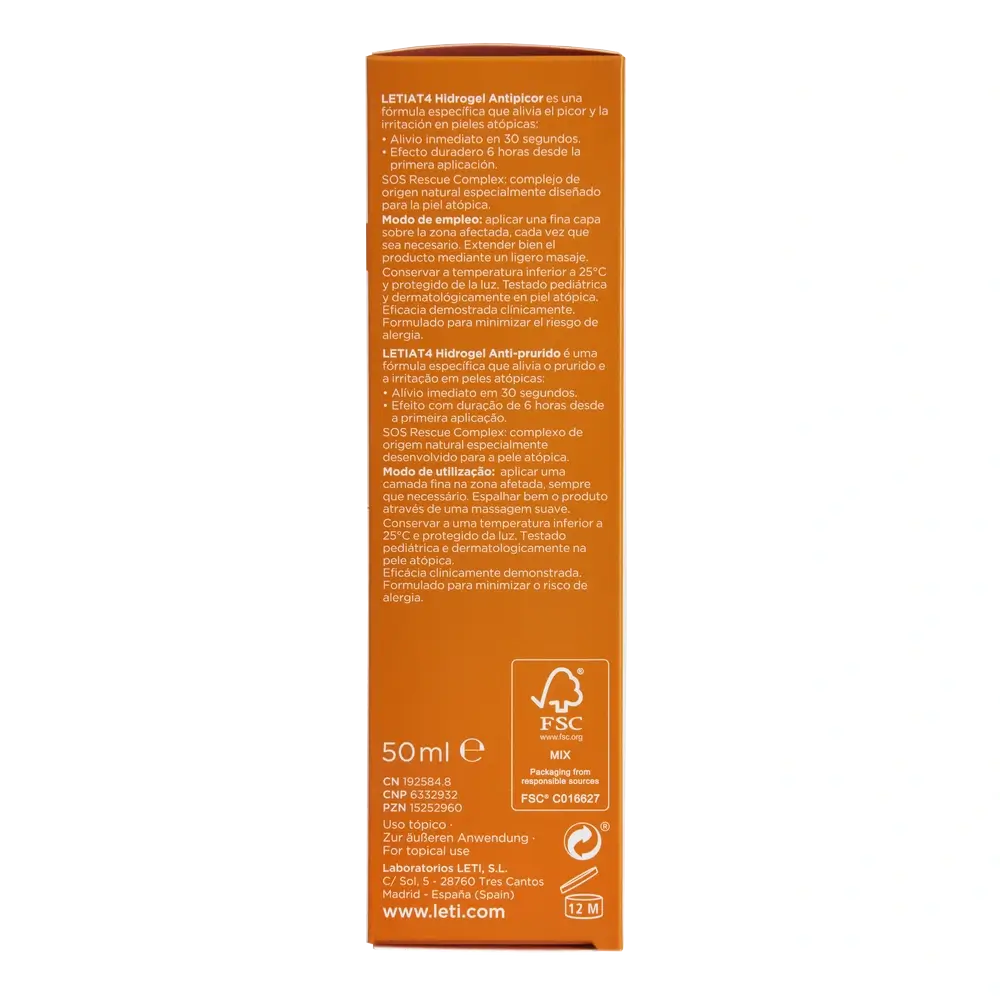 Letiat4 Hydrogel Anti-itch, 50 ml