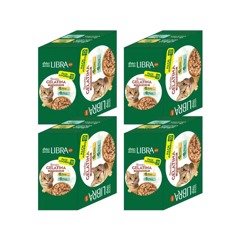 Libra Wet Cat Food, With Chicken and Turkey, Flowpack, 4 x 1.02 kg