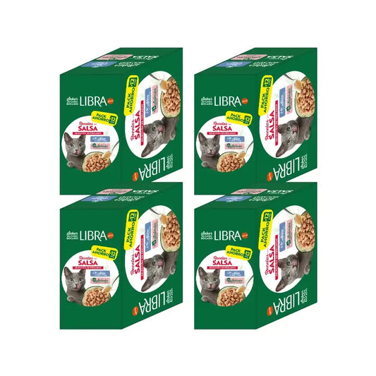 Libra Wet Cat Food, With Salmon and Tuna, Flowpack, 4 x 1.02 kg