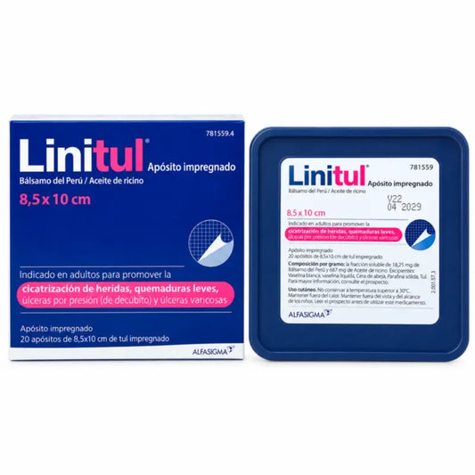 Linitul 8.5 × 10 cm Box of Impregnated Dressings, 20 units