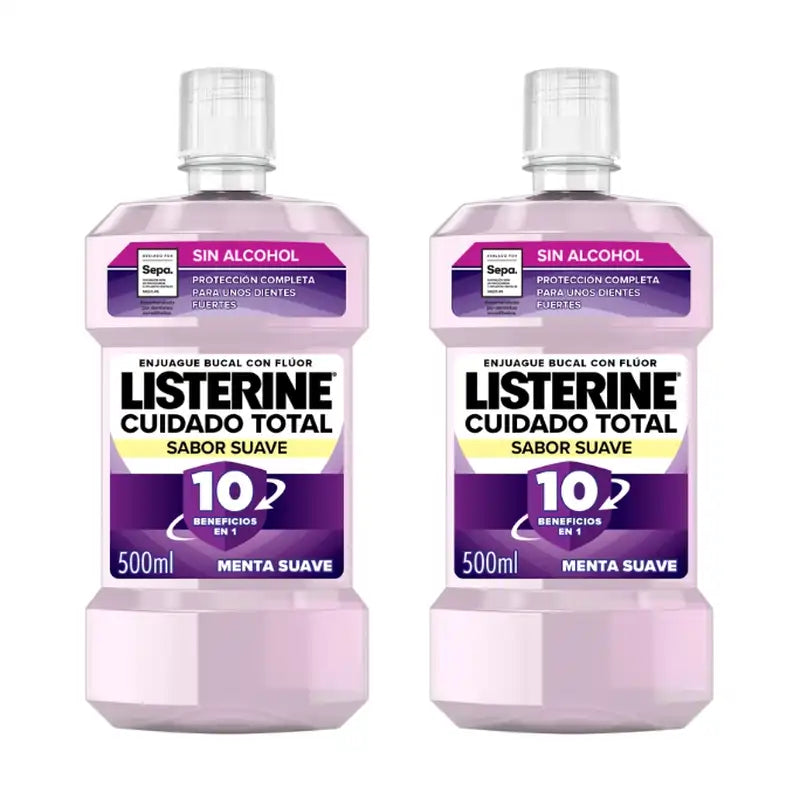 Listerine Duplo Total Care Mouthwash Mild Flavour, 2 x 500 Ml
