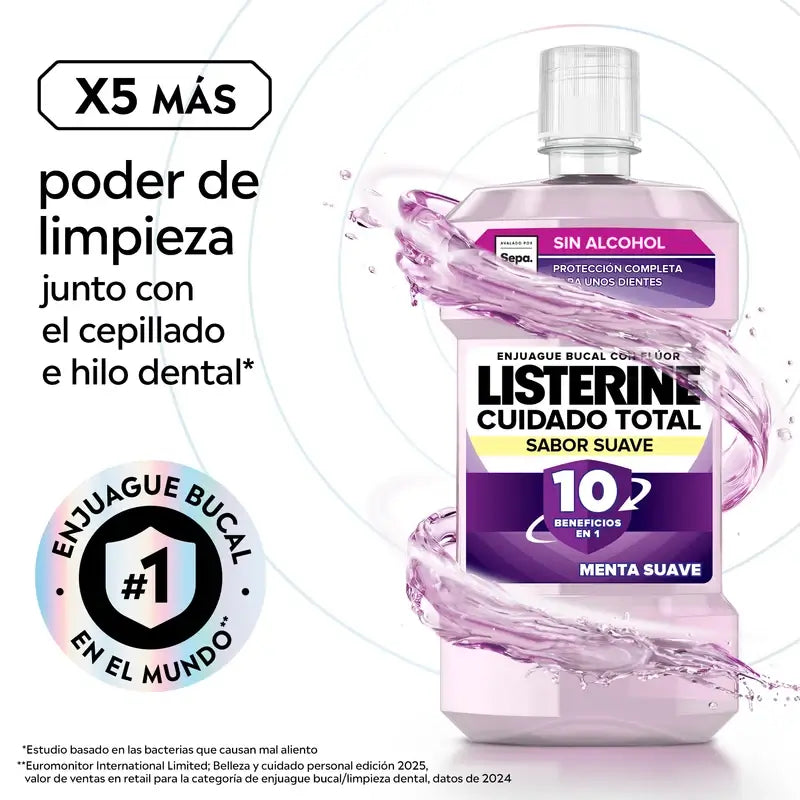 Listerine Duplo Total Care Mouthwash Mild Flavour, 2 x 500 Ml