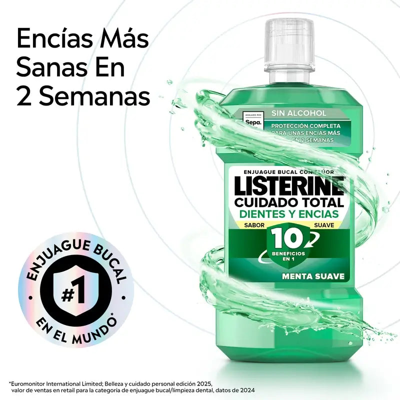 Listerine Duplo Mouthwash Tooth & Gum Protection Mild Mint Mouthwash Alcohol Free, 2 x 500 Ml