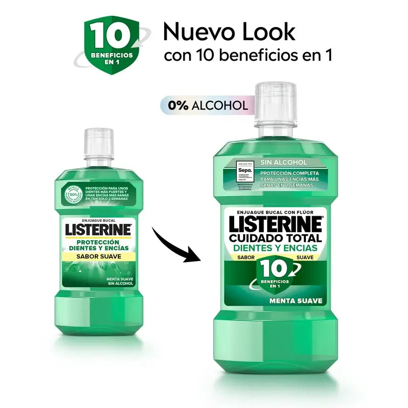 Listerine Duplo Mouthwash Tooth & Gum Protection Mild Mint Mouthwash Alcohol Free, 2 x 500 Ml