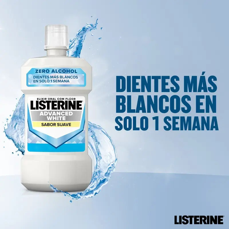Listerine Mouthwash, Advanced White With Whitener, Mild Mint Flavour, Alcohol Free 2 X 1000ml Pack