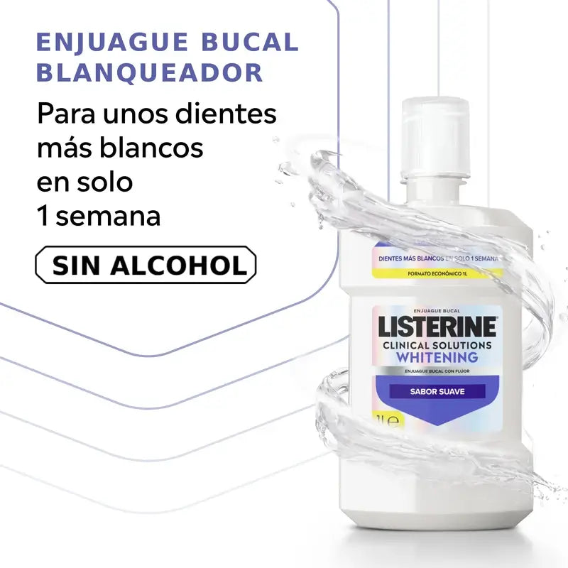 Listerine Mouthwash, Advanced White With Whitener, Mild Mint Flavour, Alcohol Free 2 X 1000ml Pack