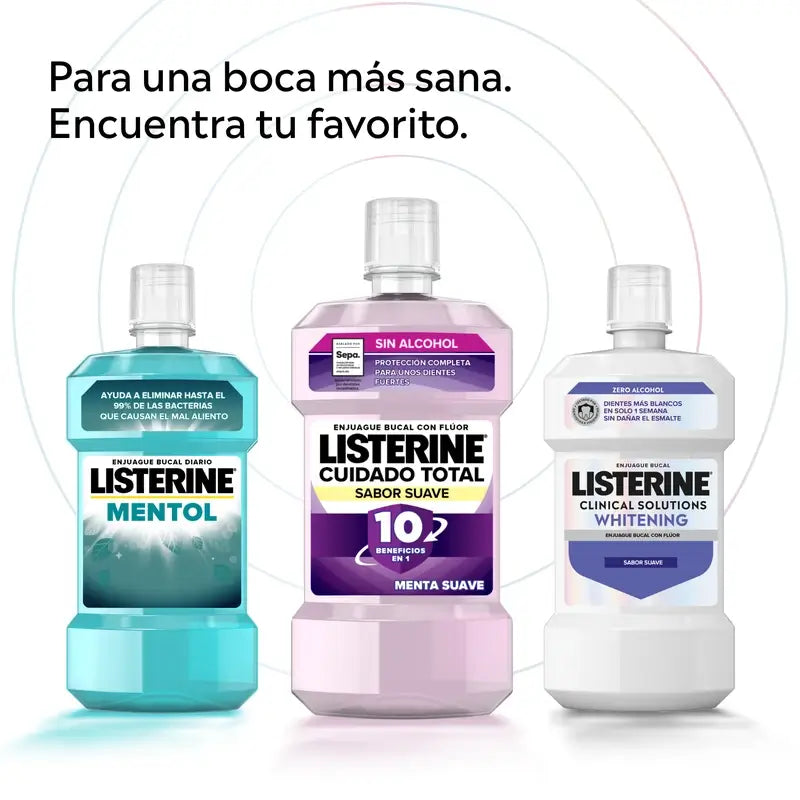 Listerine Mouthwash, Advanced White With Whitener, Mild Mint Flavour, Alcohol Free 2 X 1000ml Pack