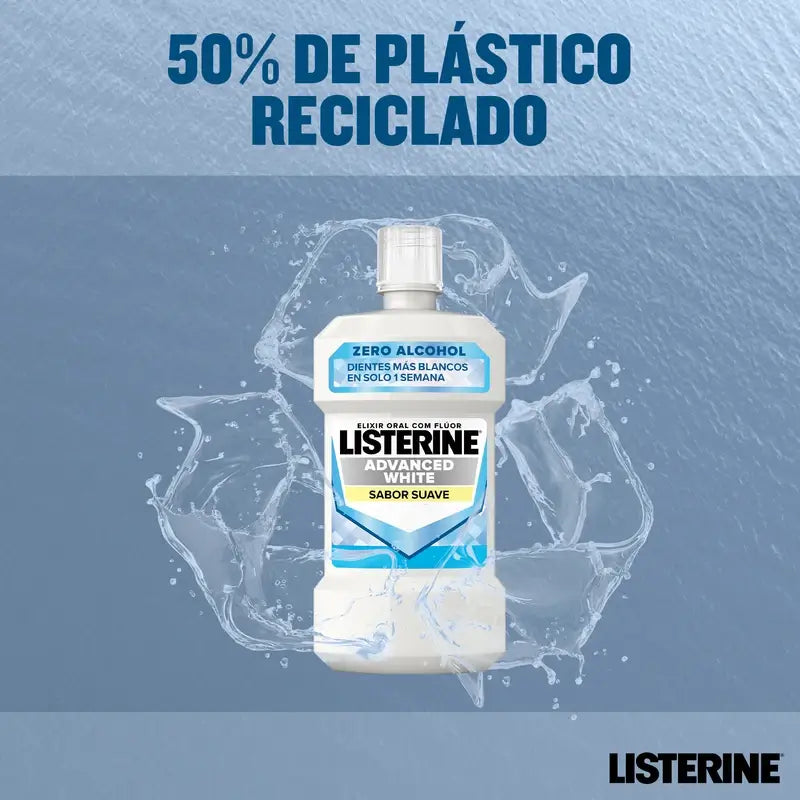 Listerine Mouthwash, Advanced Whitening, Alcohol Free, Mild Mint, 500ml