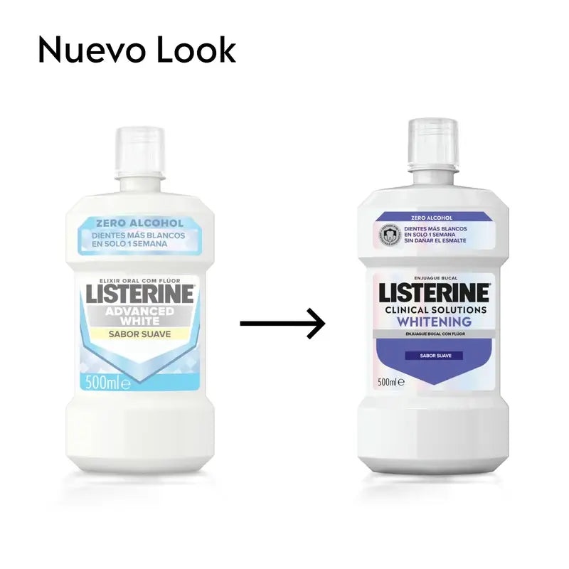 Listerine Mouthwash, Advanced Whitening, Alcohol Free, Mild Mint, 500ml
