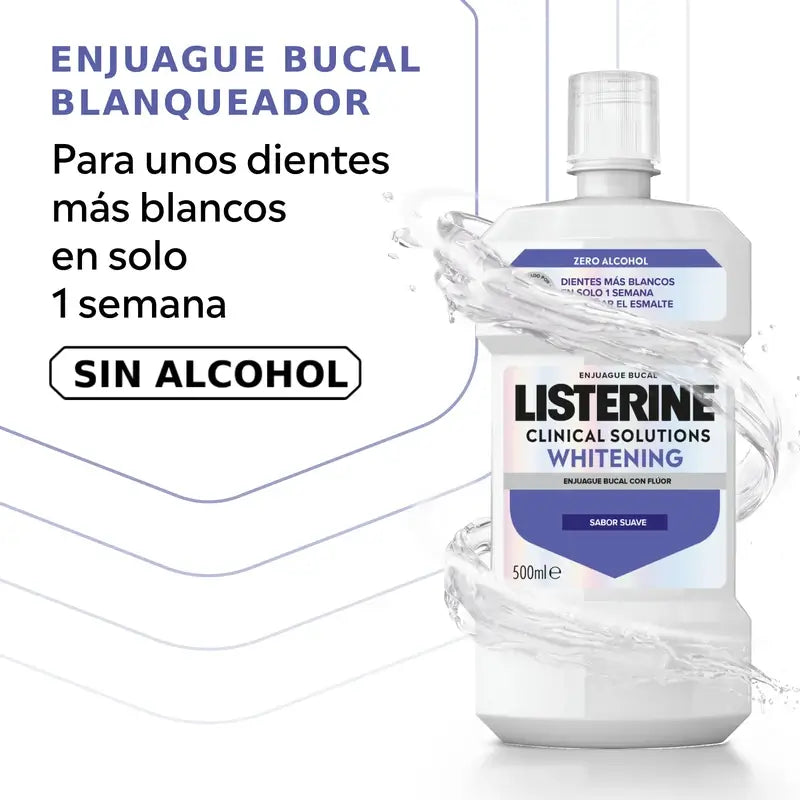 Listerine Mouthwash, Advanced Whitening, Alcohol Free, Mild Mint, 500ml