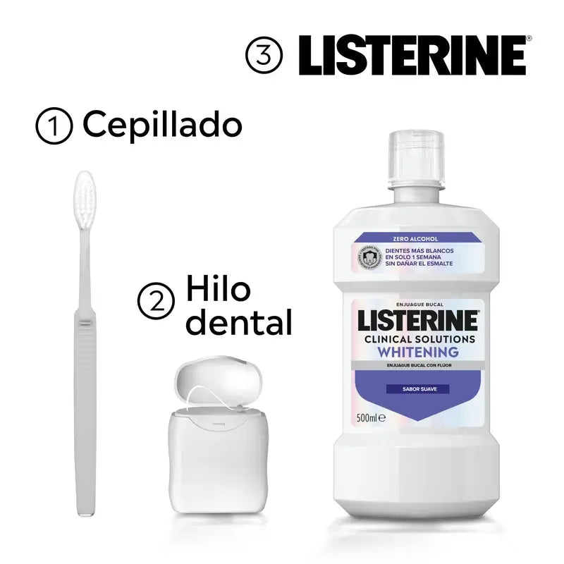 Listerine Mouthwash, Advanced Whitening, Alcohol Free, Mild Mint, 500ml