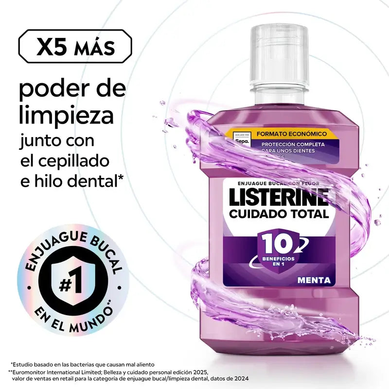 Listerine Total Care Mouthwash, Peppermint Flavour, 1L