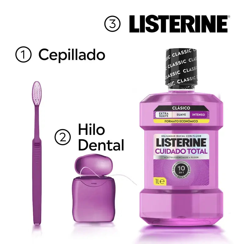 Listerine Total Care Mouthwash, Peppermint Flavour, 1L