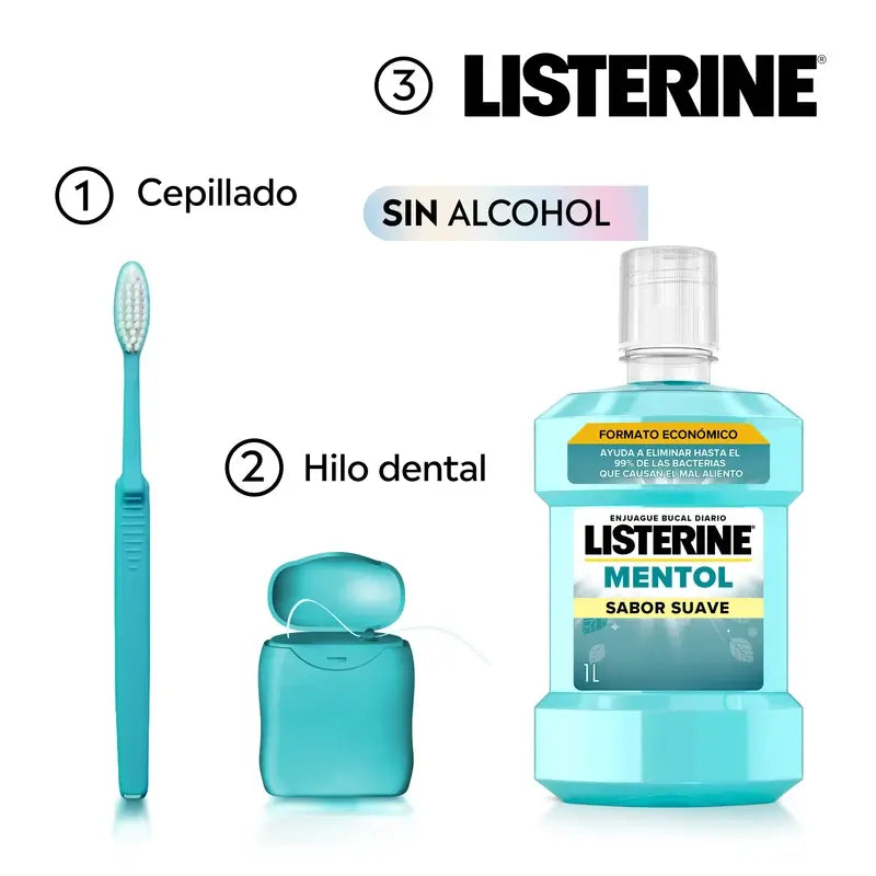Listerine, Mild Flavour Menthol Mouthwash, 1000 ml