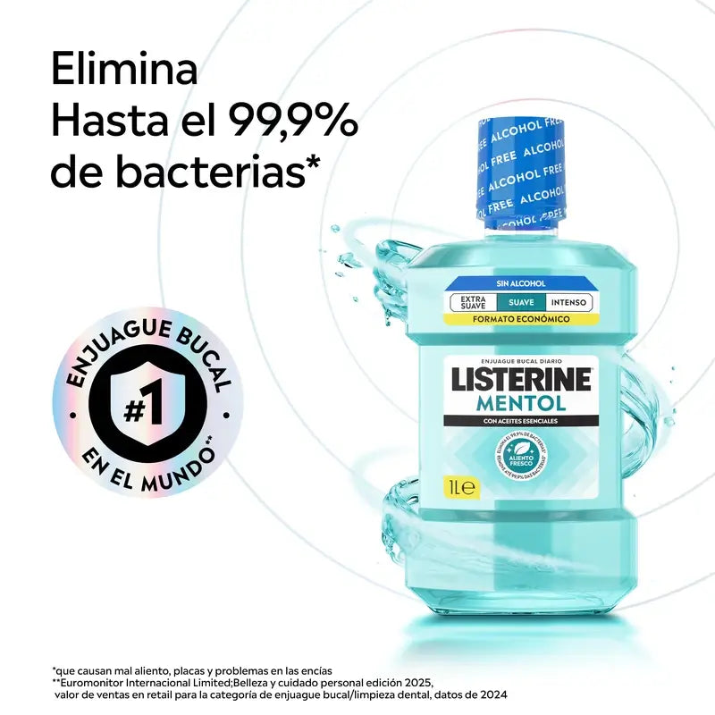 Listerine, Mild Flavour Menthol Mouthwash, 1000 ml