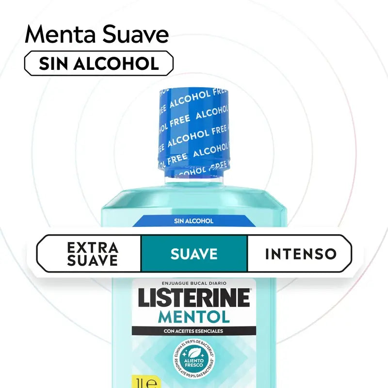 Listerine, Mild Flavour Menthol Mouthwash, 1000 ml