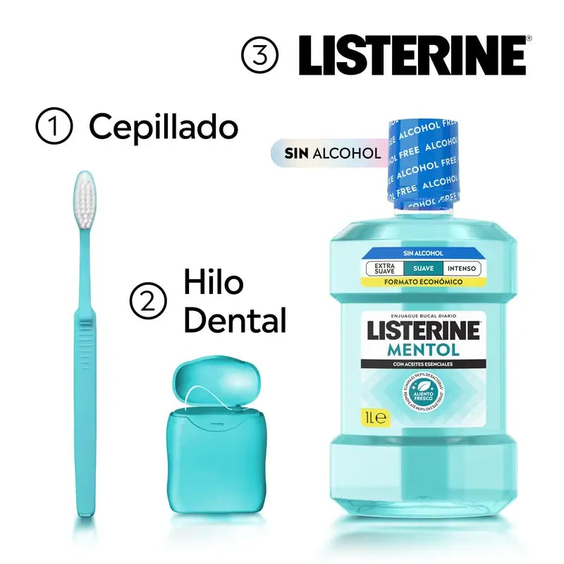 Listerine, Mild Flavour Menthol Mouthwash, 1000 ml
