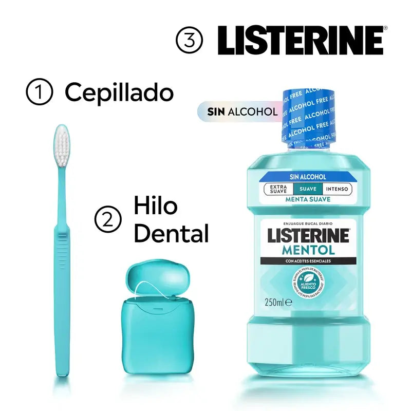 Listerine, Mild Flavour Menthol Mouthwash, 250 ml