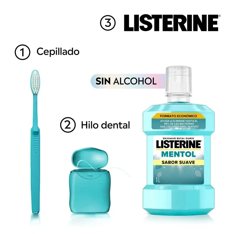 Listerine Mild Alcohol-Free Mouthwash, 2 x 1L