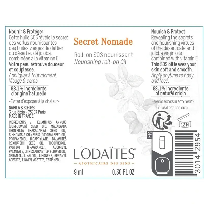 L'Odaïtès Body Secret Nomade - Nourishing Roll-On Oil , 9 ml