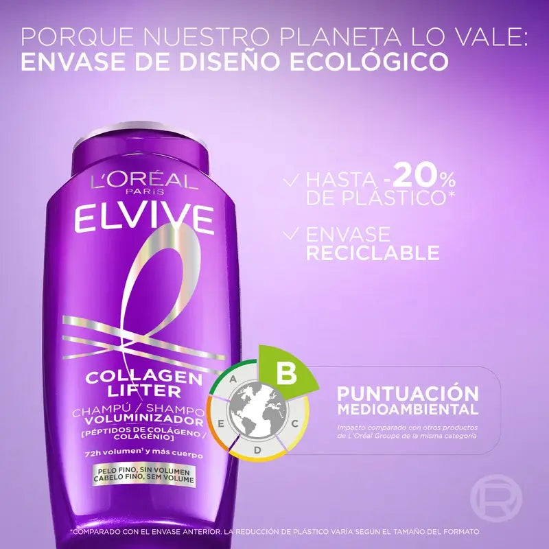 L'Oréal Paris Elvive Volumising Shampoo, with Collagen Peptides, 700 ml