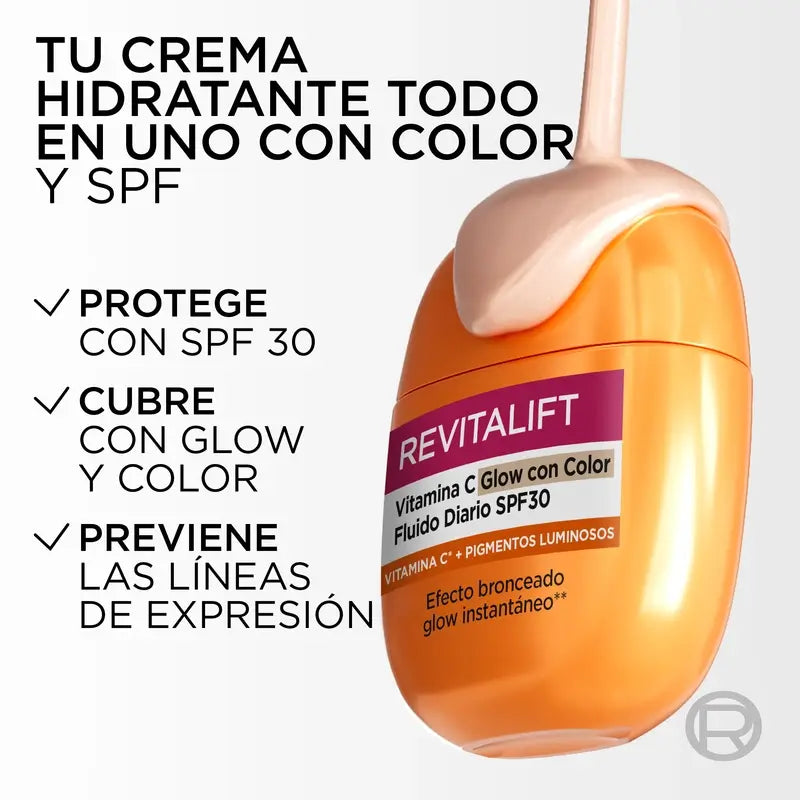 L'Oréal Paris Revitalift Clinical, Vitamin C Glow With Colour Daily Fluid Spf30, 40Ml