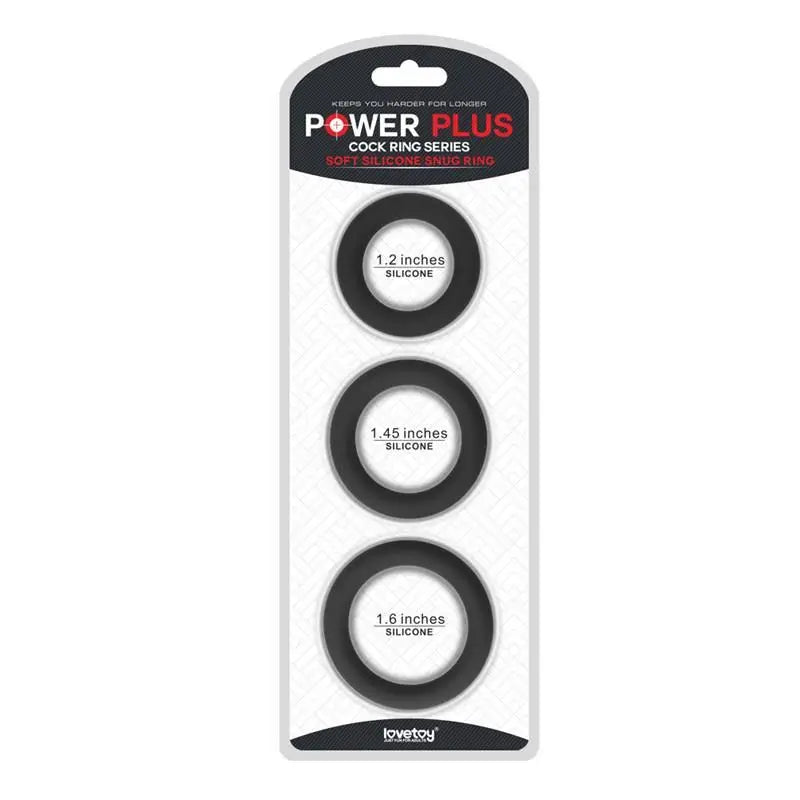 Lovetoy Pack Of 3 Power Plus Black Cock Rings