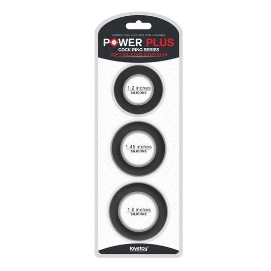 Lovetoy Pack Of 3 Power Plus Black Cock Rings