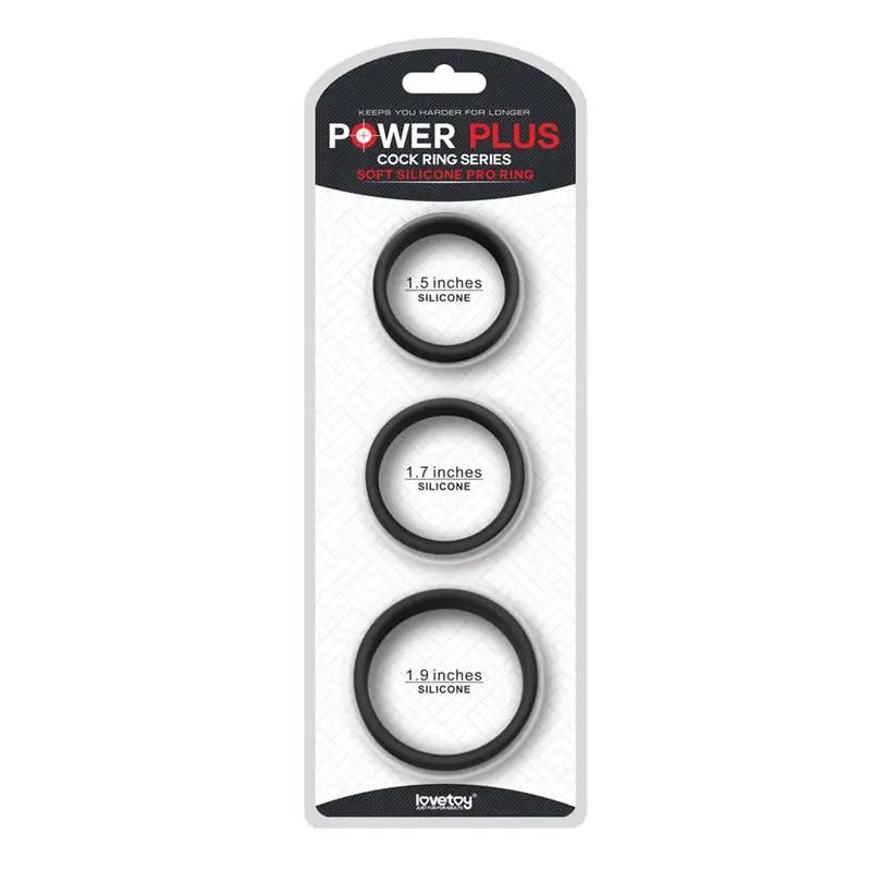 Lovetoy 3 Pack of 3 Black Power Ring Penis Rings