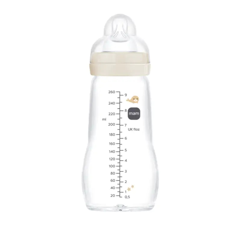 Mam Baby Baby Baby Bottle Glass Feel Good Neutral Matt, 260Ml