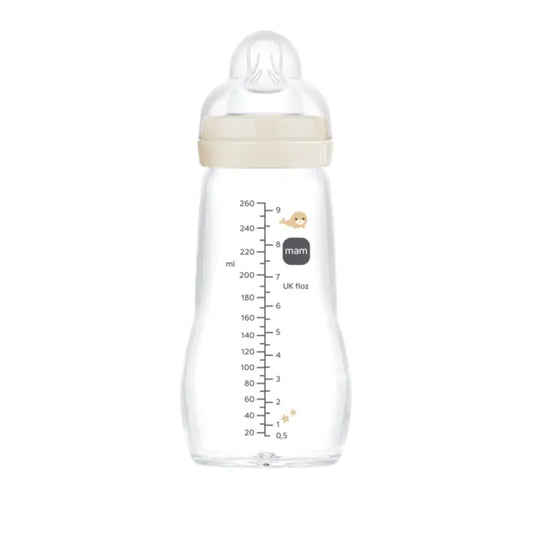 Mam Baby Baby Baby Bottle Glass Feel Good Neutral Matt, 260Ml