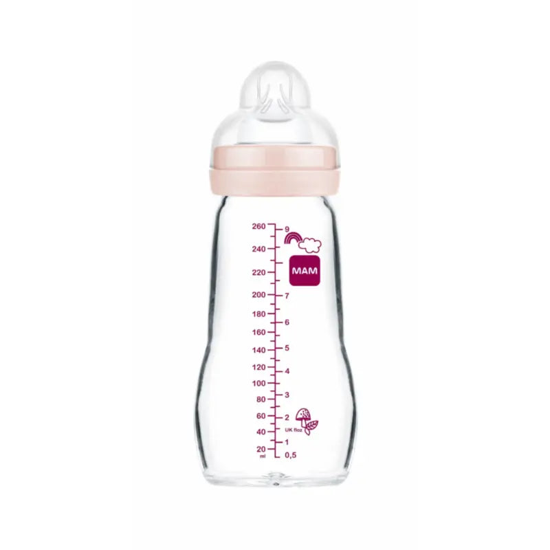 Mam Baby Crystal Baby Bottle Feel Good Matt Pink, 260Ml