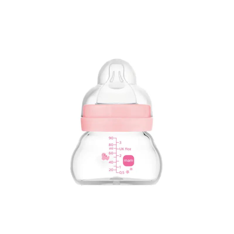 Mam Baby Feel Good Glass Bottle Matte Pink, 90Ml