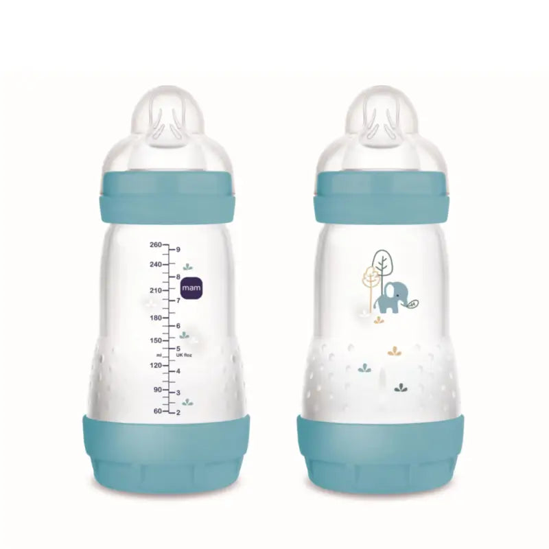 Mam Baby Easy Start Feeding Bottle Anti-Colic Blue Matt, 2X260Ml