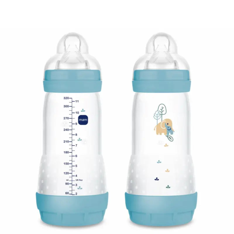 Mam Baby Easy Start Feeding Bottle Anti-Colic Blue Matt, 2X320Ml