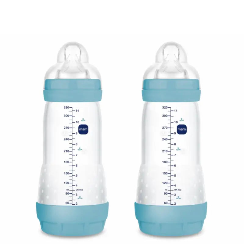 Mam Baby Easy Start Feeding Bottle Anti-Colic Blue Matt, 2X320Ml
