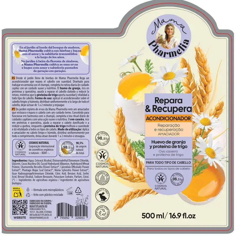 Mama Pharmelia Conditioner Repairs & Recovers Farm Egg & Wheat Protein, 500 Ml