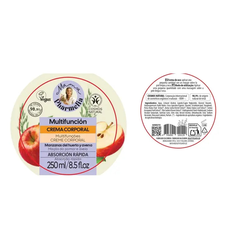 Mama Pharmelia Multifunctional Body Cream with Orchard Apples and Oatmeal, 250 Ml