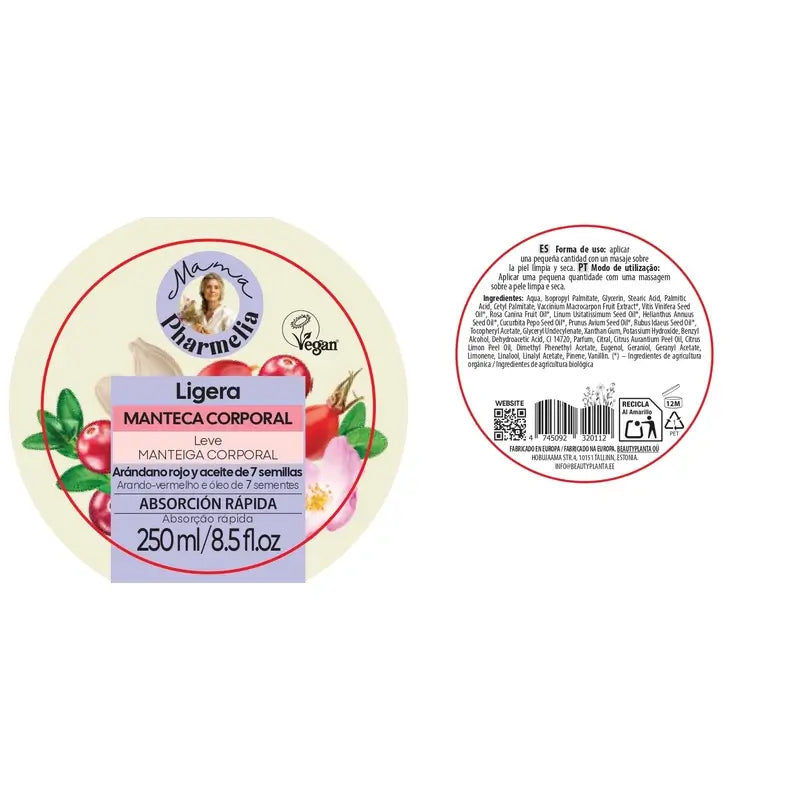 Mama Pharmelia Light Body Butter With Cranberry & 7 Seed Oil, 250 Ml