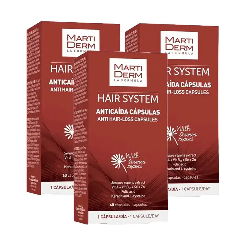 Martiderm Hair System Hair Loss Capsules, Pack 3 x 60 capsules