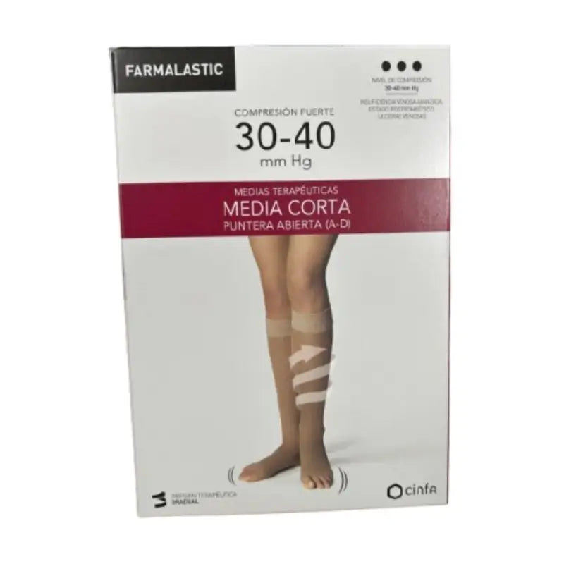 Farmalastic Short Stocking Compression Strong Open Toe, Large Size, Single Unit