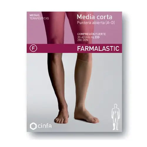 Farmalastic Short Stocking Compression Strong Open Toe Beige, Size XL, Single Unit