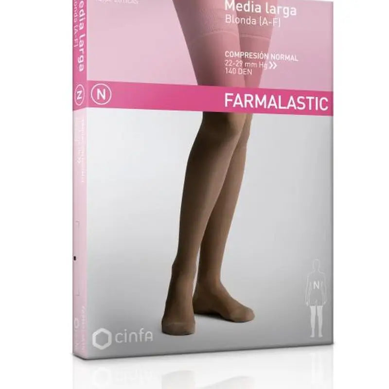 Farmalastic Long Stocking Blonda Normal Compression Black, Large Size, Single Unit