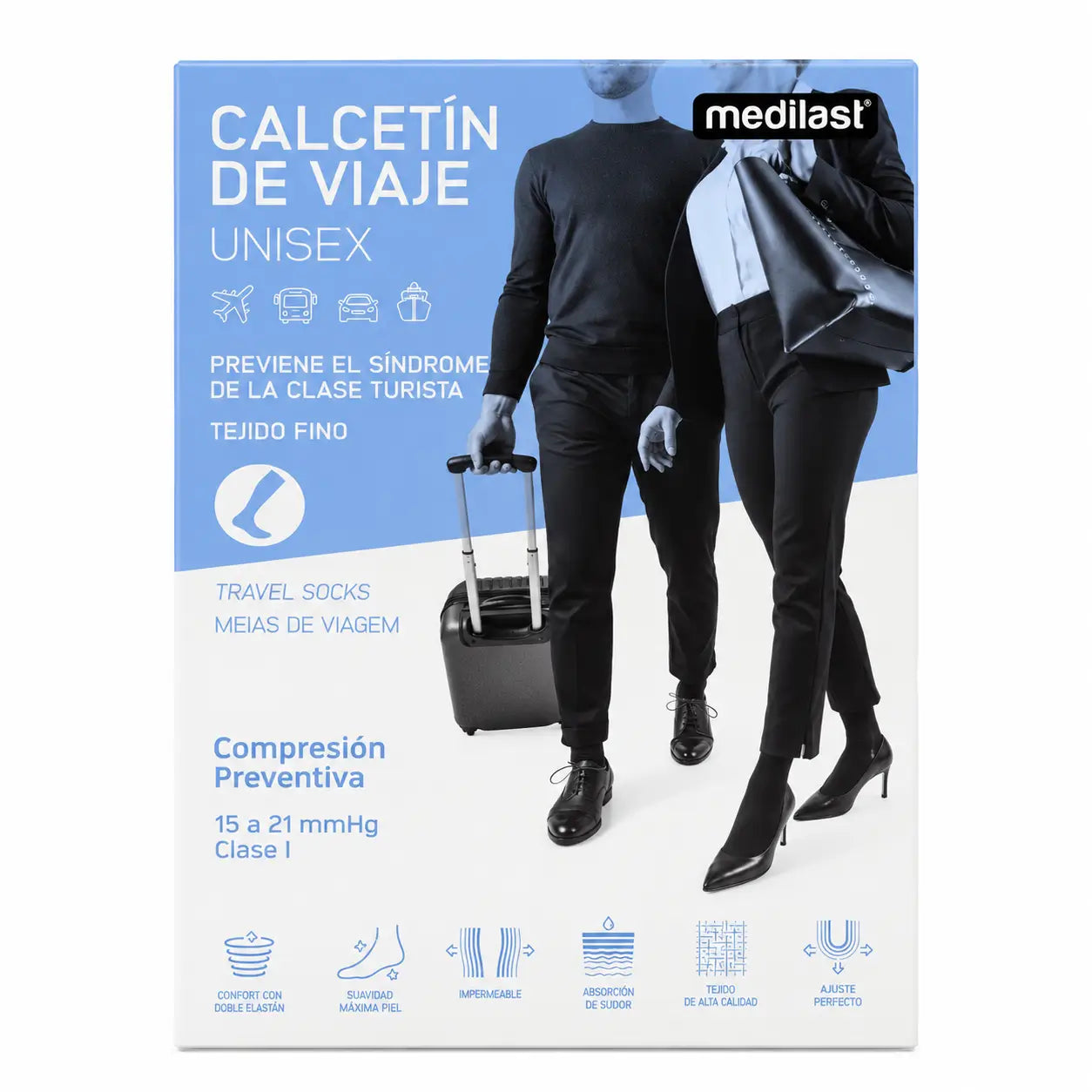 Medilast Travel Sock T/Large Black R230