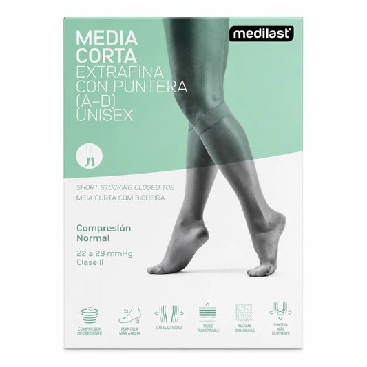 Medilast Normal Short Stocking with Toe Cap Black Medium