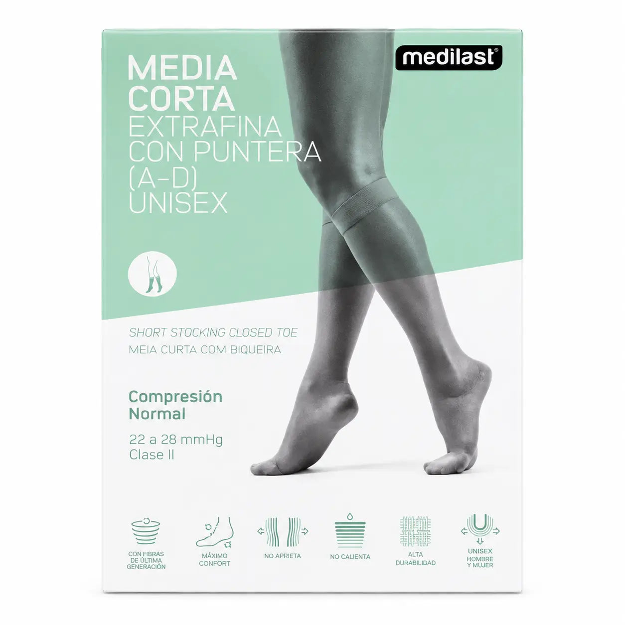 Medilast Short Stocking with Toe Black Small
